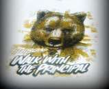 A Walk with the Principal Night t-Shirt. The bear in the suit is symbolic of the school’s mascot and represents Principal Munoz, who goes by the nickname “Papa Bear.”