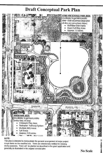Figure 5 A conceptual plan of what the new park in Earlimart will look like. (Source: http://bit.ly/17BFNTl)