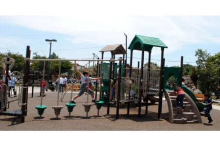 Playground at the new Corazones Verdes Park in Santa Ana, CA