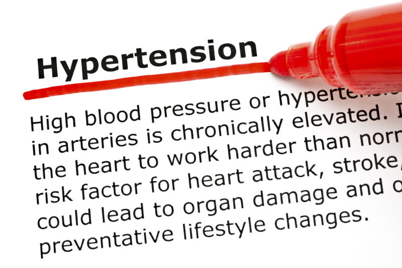 Hypertension underlined with red marker