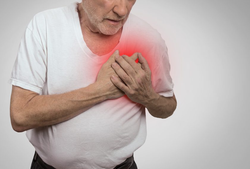senior Latino man suffering from bad pain in his chest cardiac arrest CPR heart coronavirus