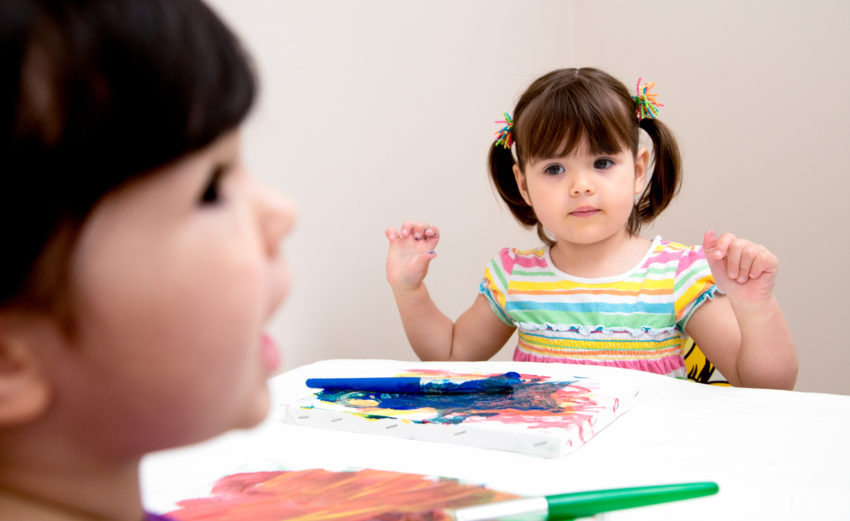 latino toddler kids painting