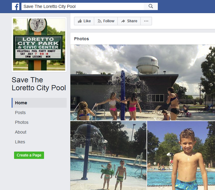loretto tennessee save the pool facebook page