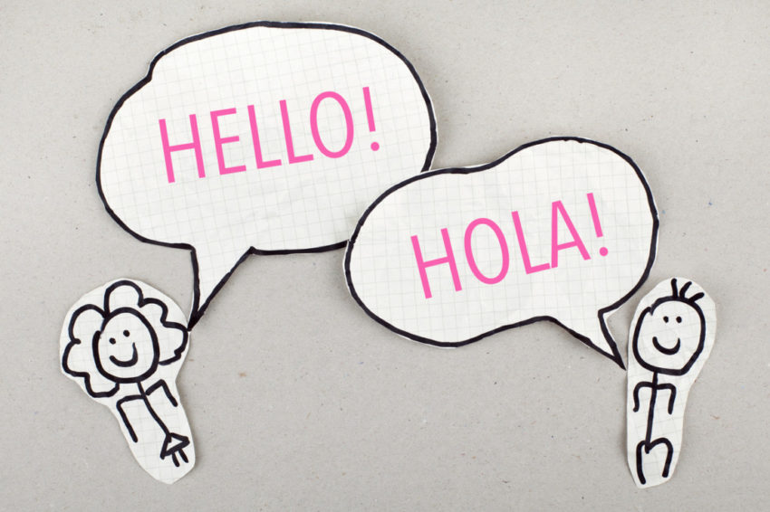 Speak Spanish English hello hola graphic