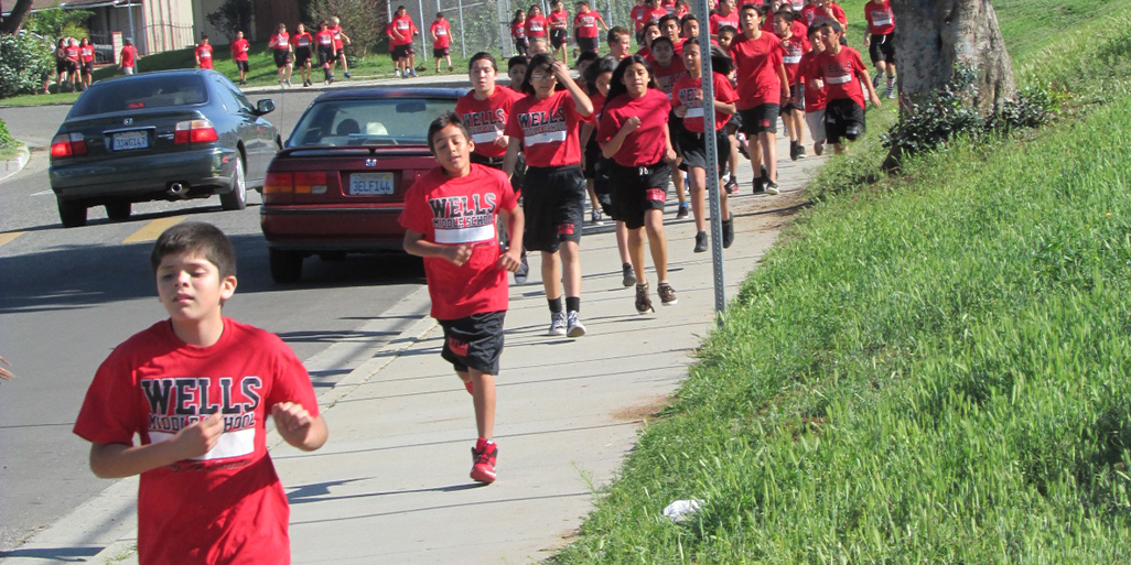 running at Wells Middle School in Riverside California