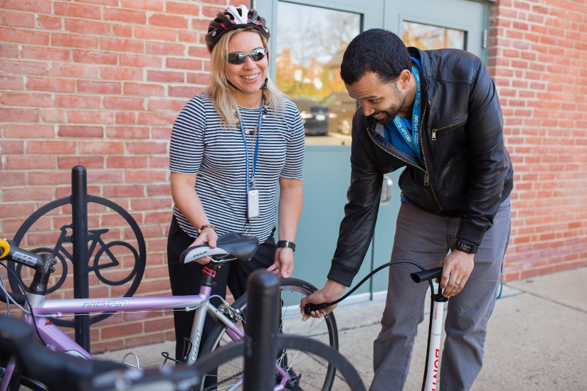 Arlington Public School staff-bike-tire-air_Mobility Lab