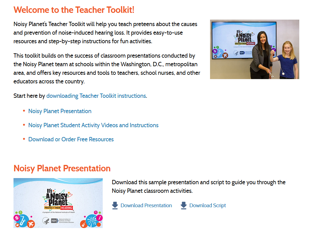 noisy planet back to school teacher toolkit website