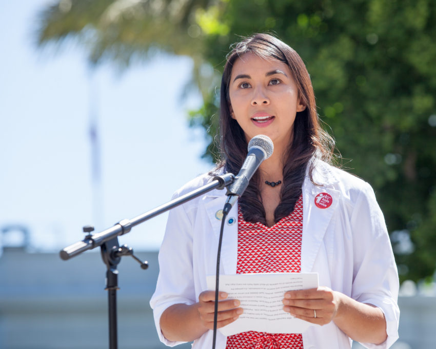 Dr. Heyman Oo Speaking at Families Belong Together San Francisco Rally Source Pax Ahimsa Gethen