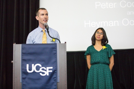 Peter Cooch (left) MD and Heyman Oo MD MPH at 2017 Founders Day Awards Source UCSF