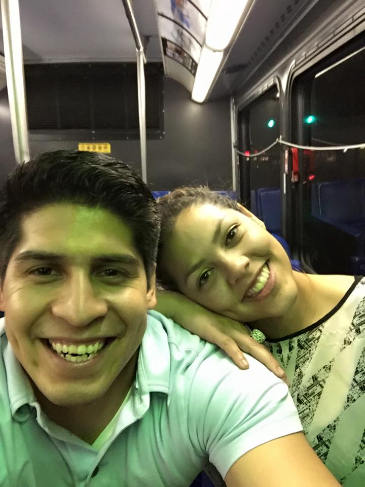 Rey Saldaña date night selfie on a VIA bus. Source: Rey Saldaña Facebook