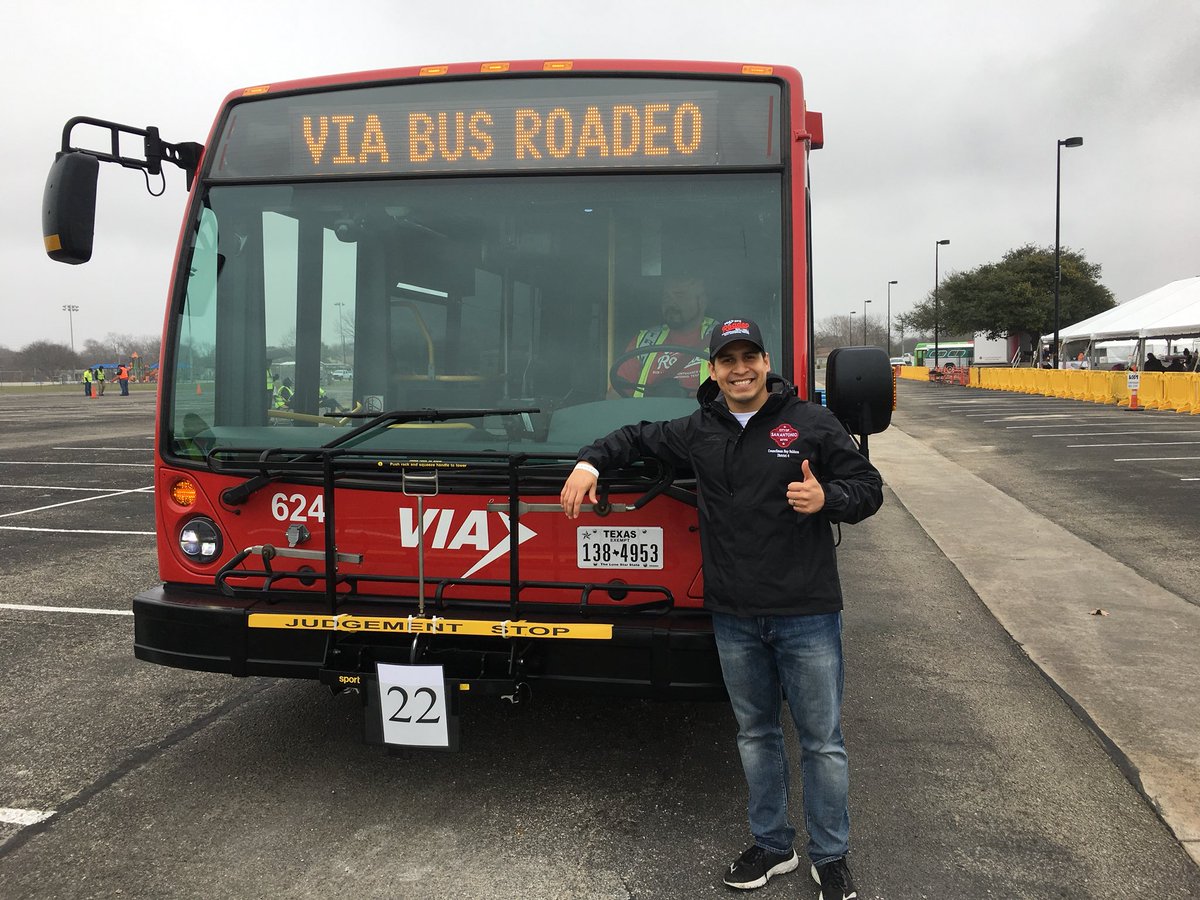 Saldaña at VIA Metro Transit Bus Roadeo. Source: Rey Saldaña Twitter