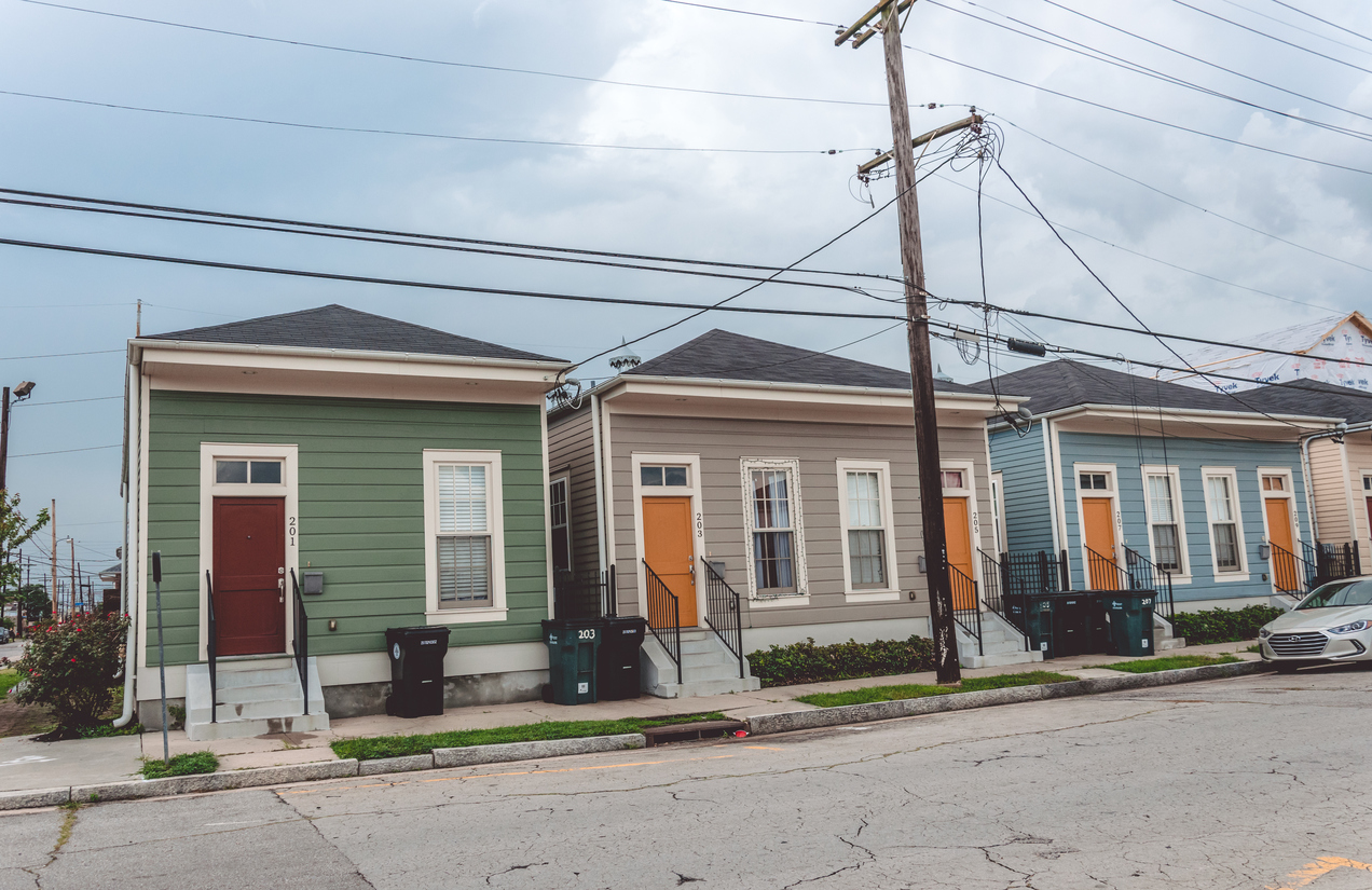 Residential old houses in the poor quarter of New Orleans, Louisiana, USA