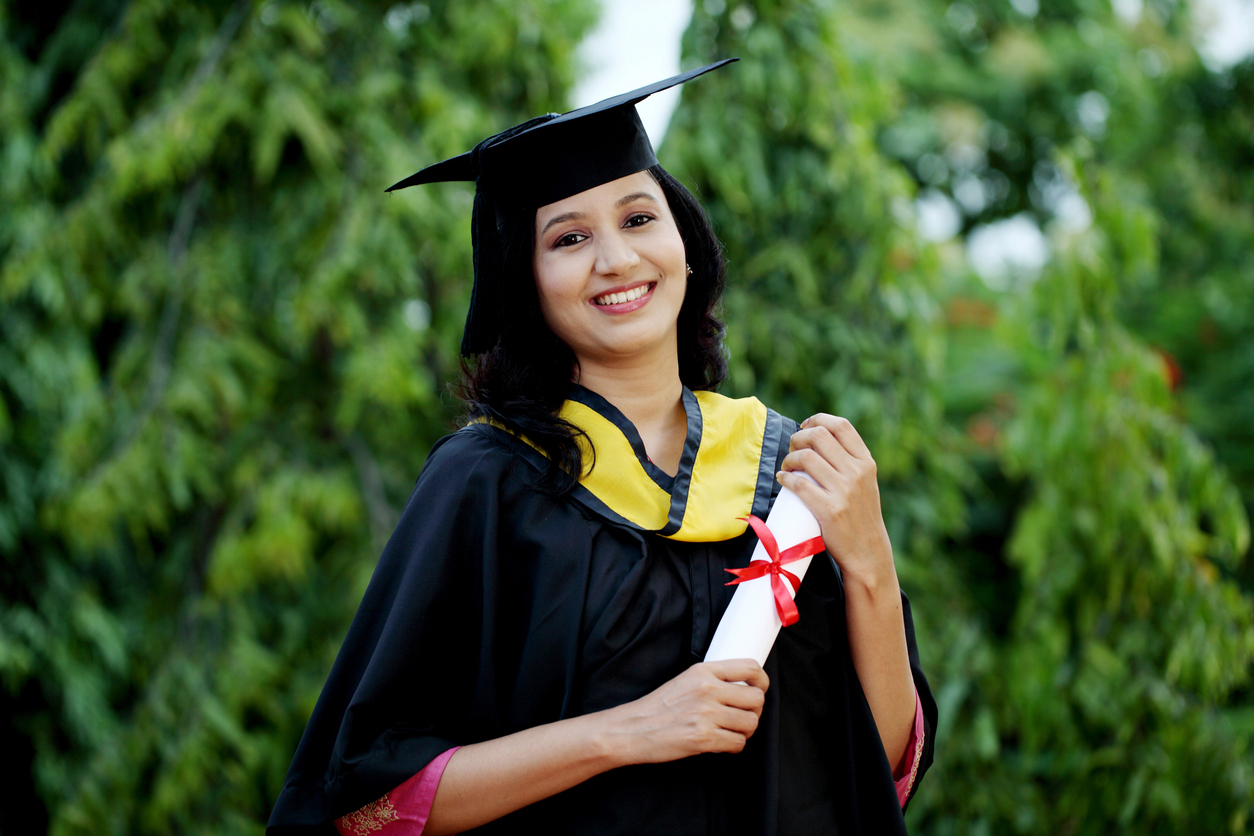 Latina student with high school diploma.