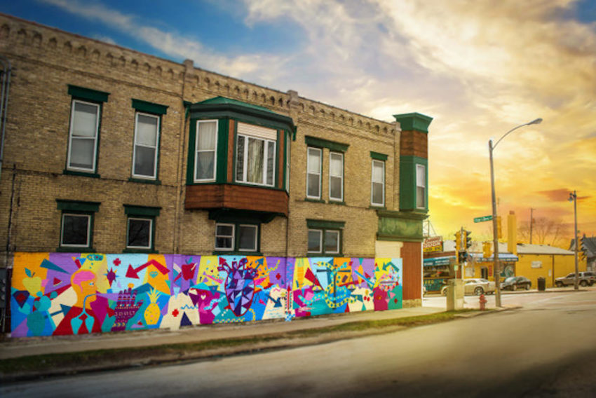 "Health Equity Mural" by Artists Working in Education in Milwaukee, Wisconsin (via Visualize Health Equity)