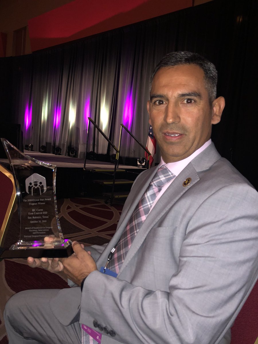 John Hernandez received the Crystal Star Awards of Excellence in Dropout Recovery, Intervention, and Prevention in October 2018.