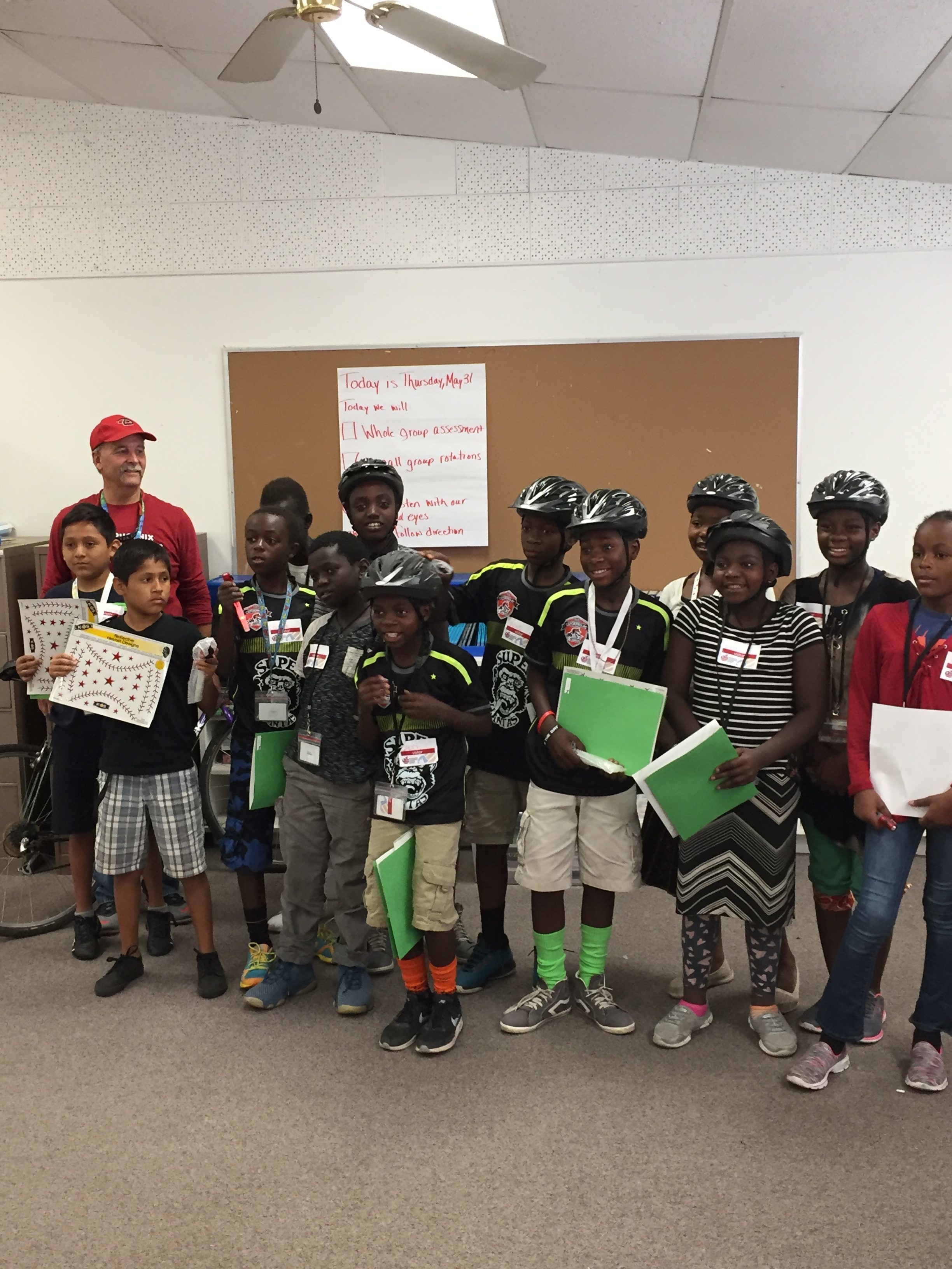 Sixth grade students from Washington School District received new helmets and bike safety education. Source: John Boyd