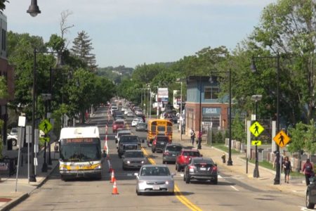 Pilot bus-only lane on Washington Street in Boston Source Streetfilms