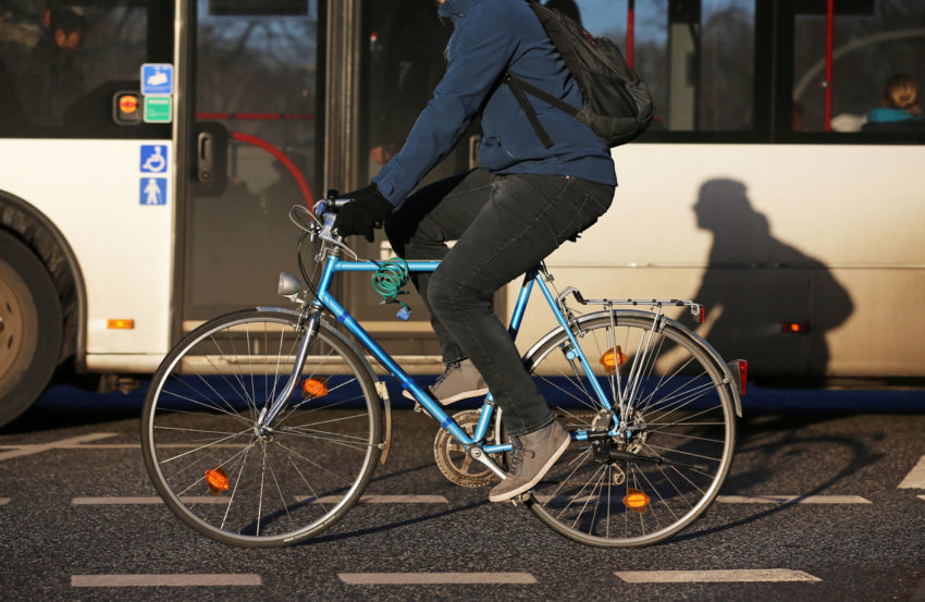 cyclist bike bus public transit