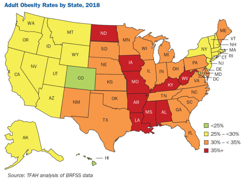 Obesity Rates in U.S. Mapped rwjf