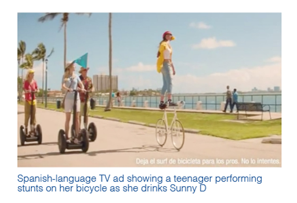 Sugary drinks targeted marketing spanish latino kids 2