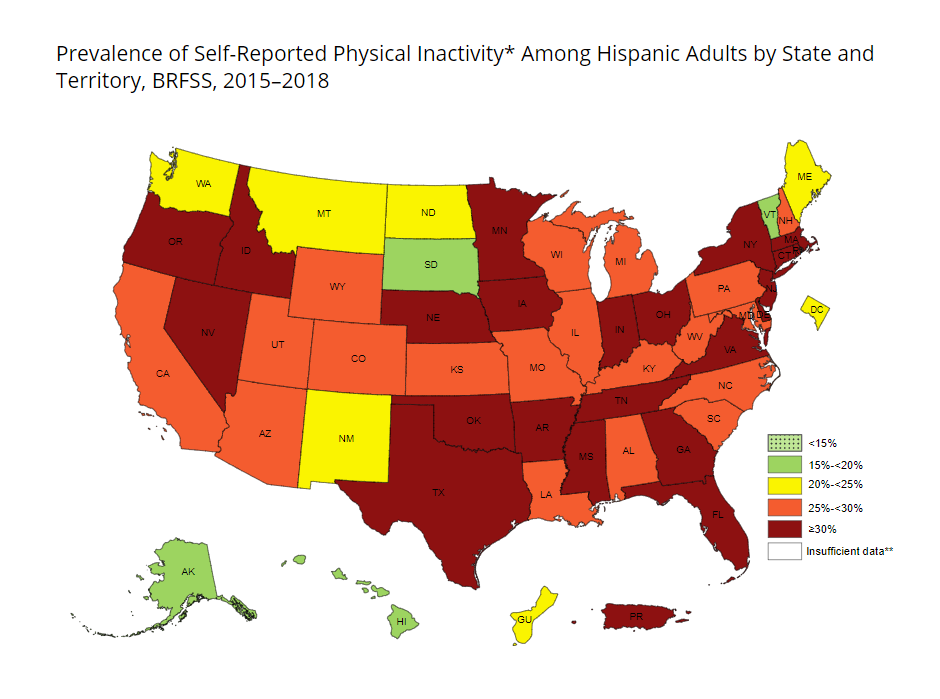 Self-Reported Physical Inactivity Among US Latino Adults by State and Territory