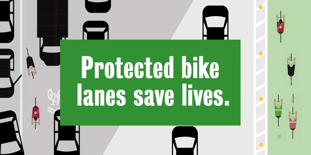 Promotional image to promote protected bike lanes.
