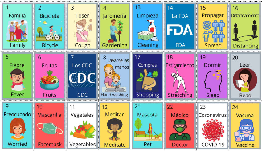 La Loteria bingo game cards for coronavirus covid-19