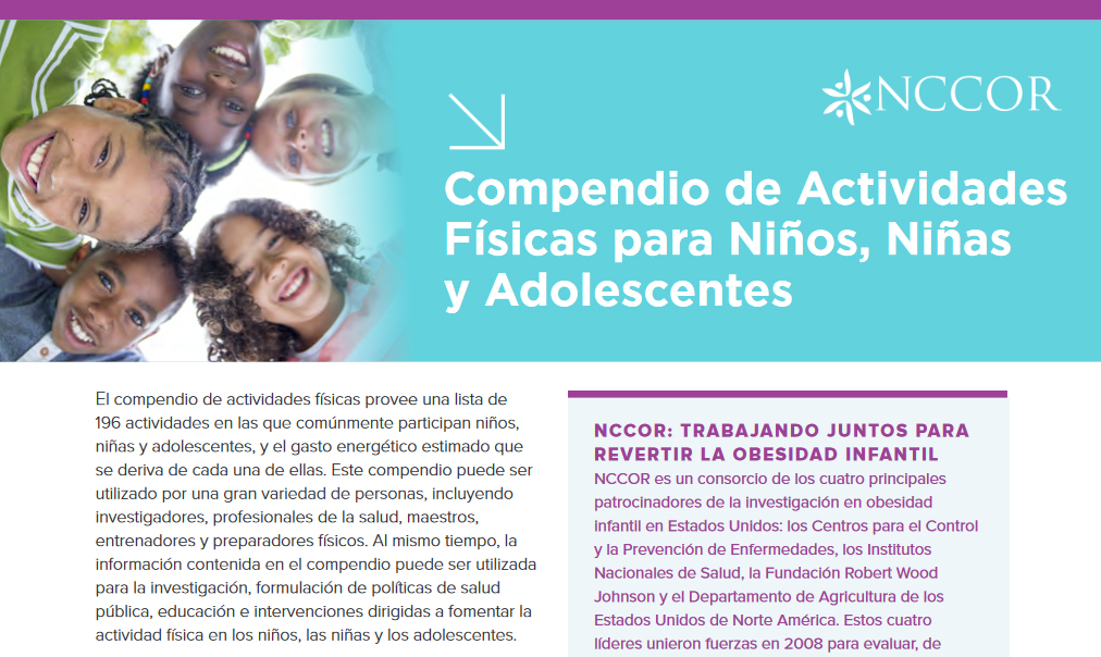 nccor physical activities compendium for kids spanish espanol
