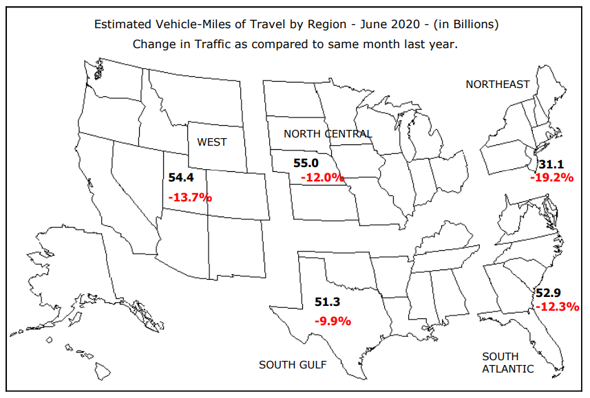 Estimated change in regional vehicle miles of travel Source Federal Highway Administration