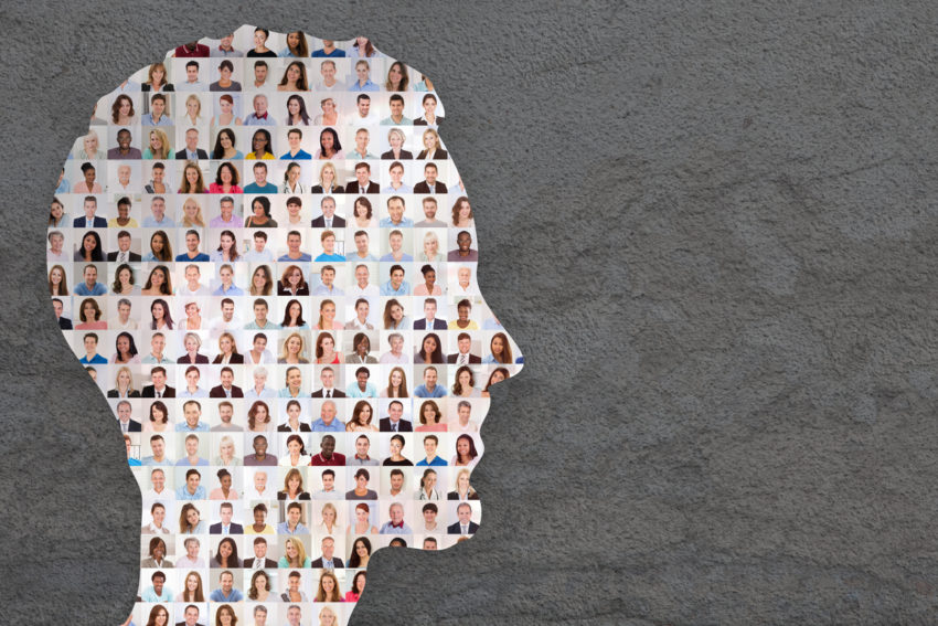 implicit bias test with diverse faces in head and brain