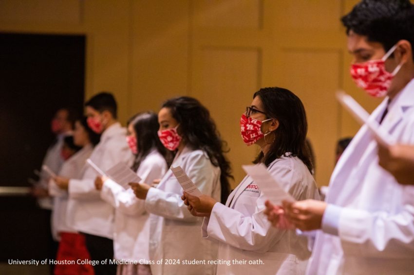 University of Houston College of Medicine Class of 2024 student reciting their oath. Source: University of Houston