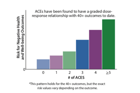 There is a dose-response relationship between the number of ACE categories experienced and successively increasing risk of numerous negative health and social outcomes Source Roadmap to Resilience