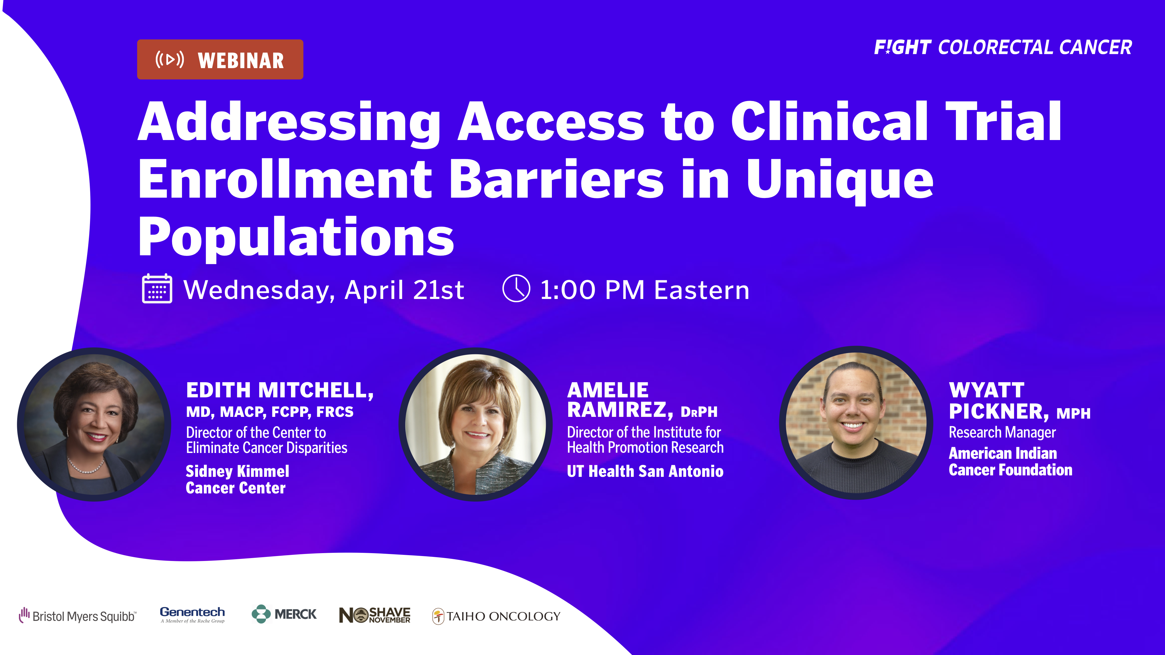 Webinar 4/21/21: Addressing Clinical Trial Enrollment Barriers in Unique Populations
