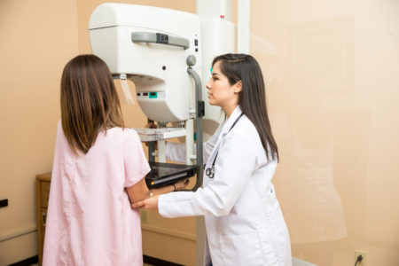 latina hispanic breast cancer screening mammogram doctor patient