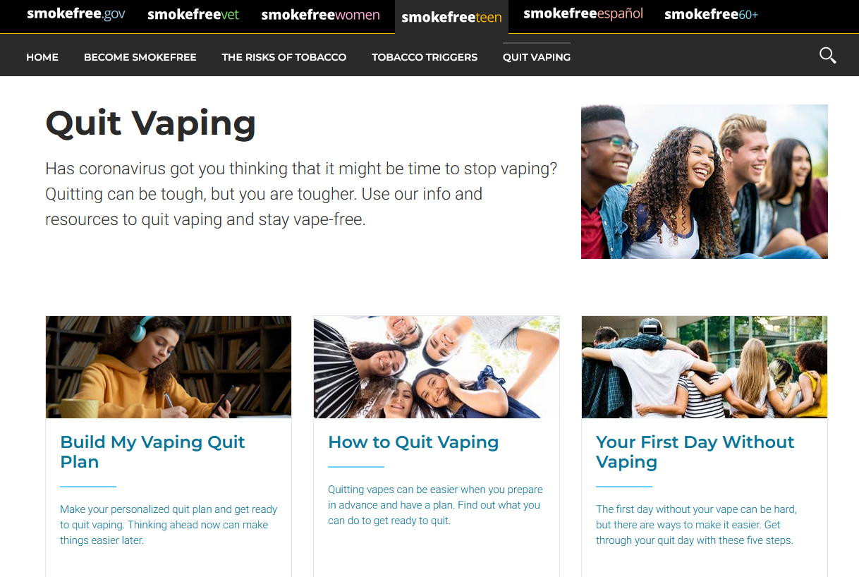 smokefreeteen website