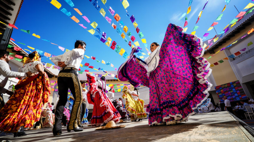 Photo of folklore dancers dancing in Mexico. Mexican culture and traditions.