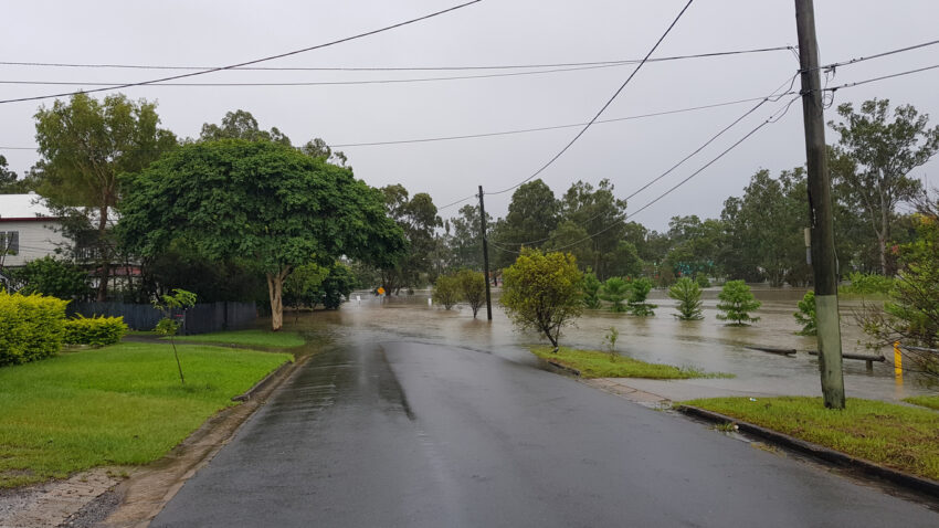 Heavy rain in neighborhood.