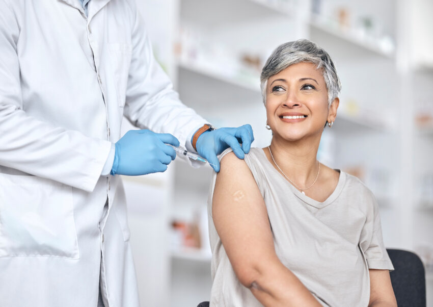 Senior women getting a vaccine