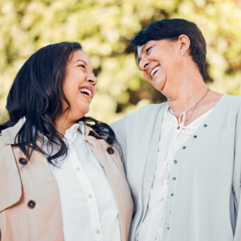 Cancer survivor with family member.