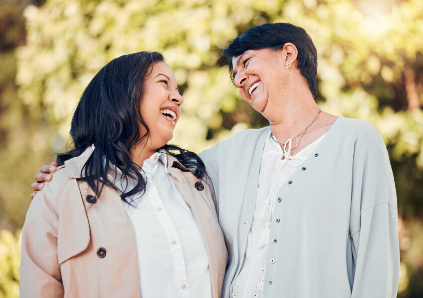 Cancer survivor with family member.