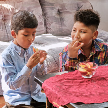 Brothers eating healthy