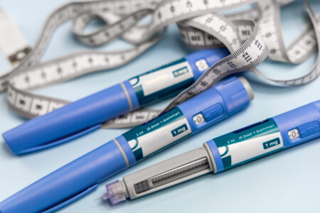 Ozempic Insulin injection pen or insulin cartridge pen for diabetics. Medical equipment for diabetes parients.
