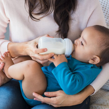 Infant drinking milk
