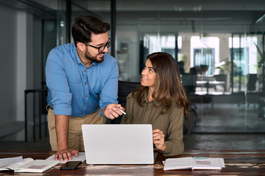 Team member collaborating.