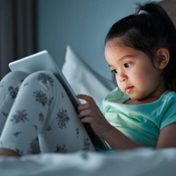 Little girl using tablet