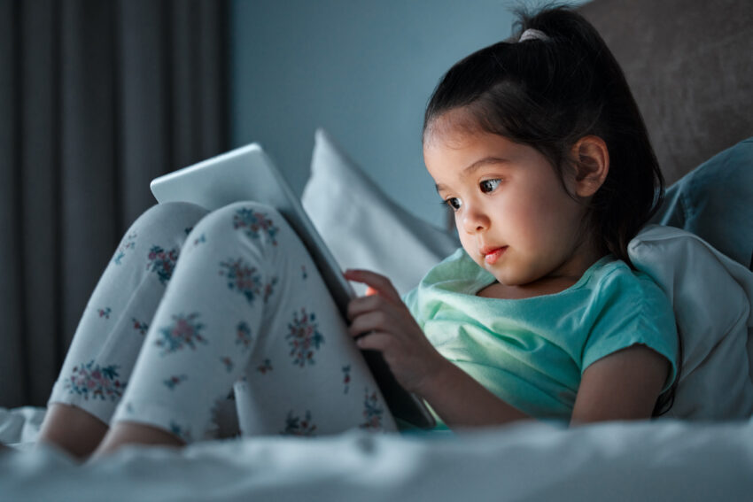 Little girl using tablet