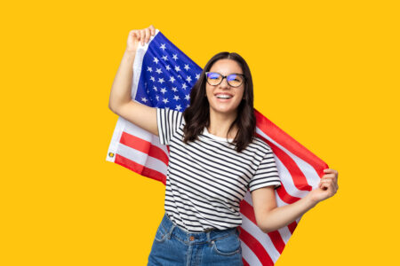 us latino population hispanic heritage month woman with american flag