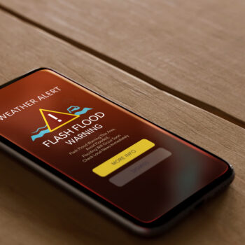 Flash Flood Warning System Alert on Mobile Phone